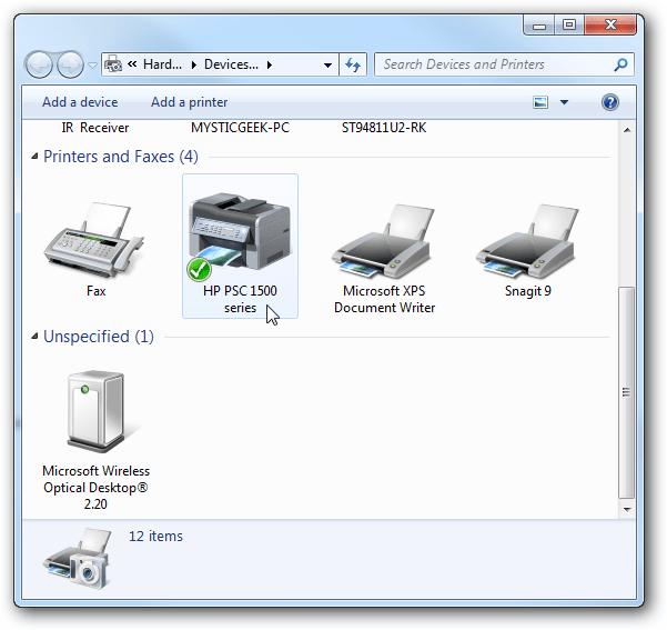  Devices and Printers