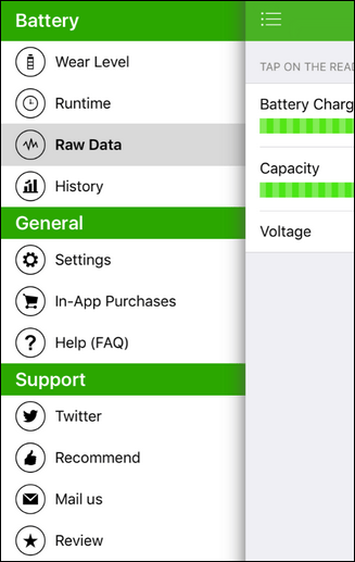 nhấn chọn Raw Data để tìm hiểu thêm chi tiết các thông tin về pin
