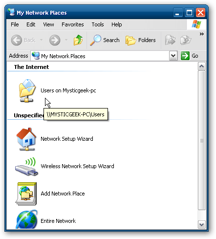 tìm thấy các thư mục chia sẻ từ Windows 7