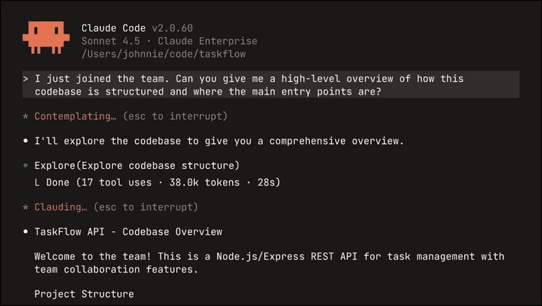 A Claude Code agent running in the terminal.