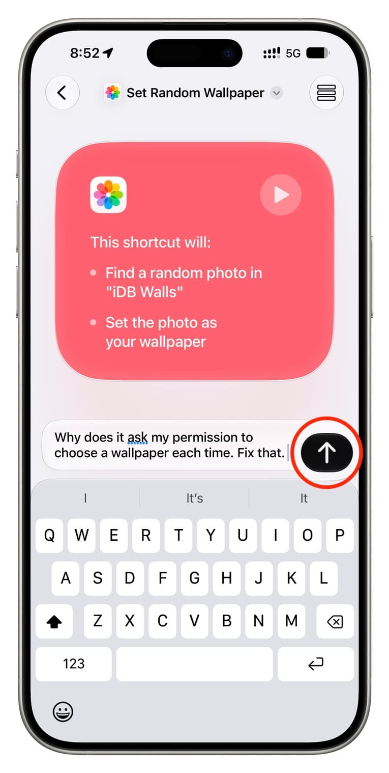 Asking siri ai to make changes to shortcut