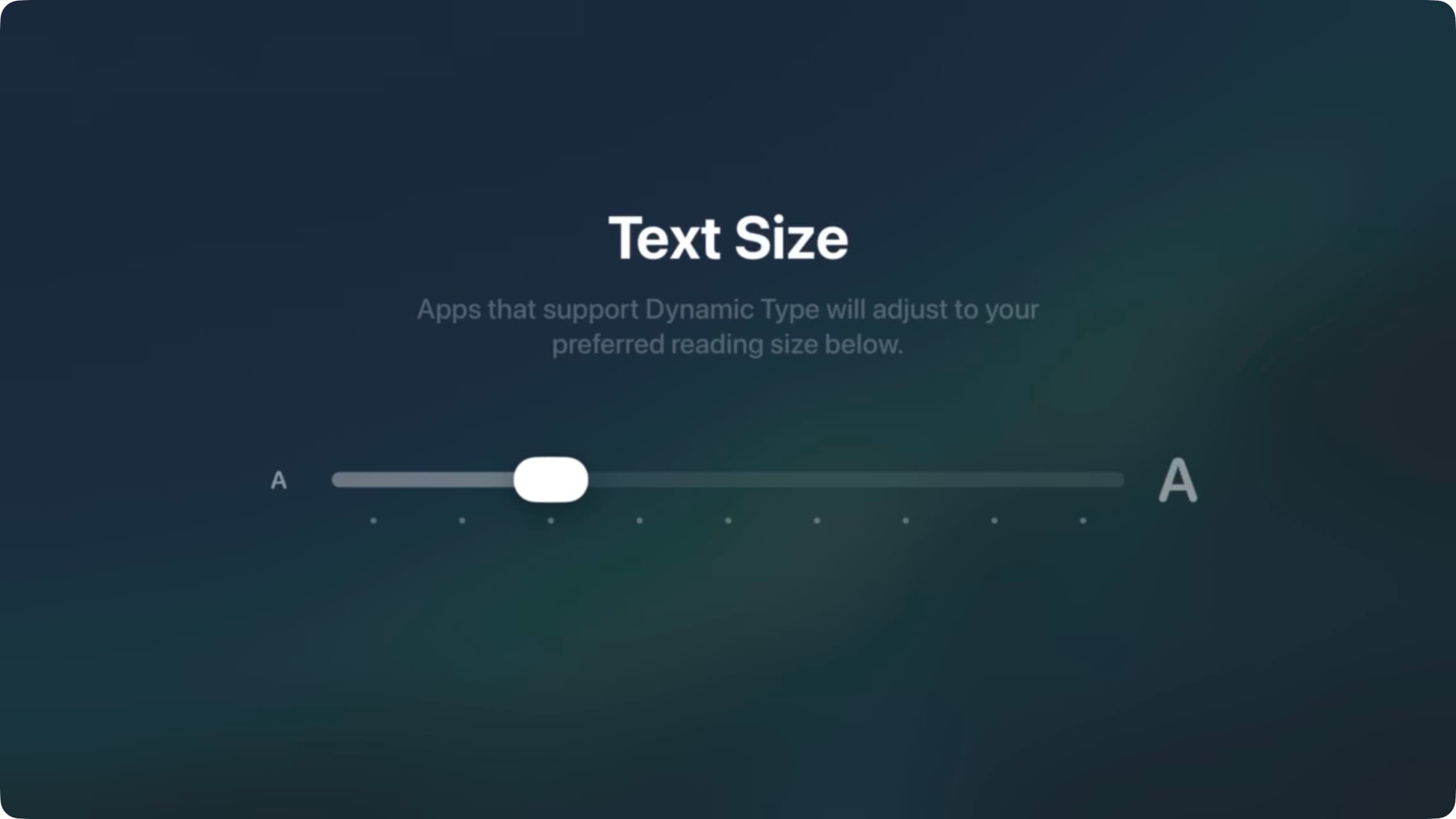 Changing Text Size option in Apple TV settings