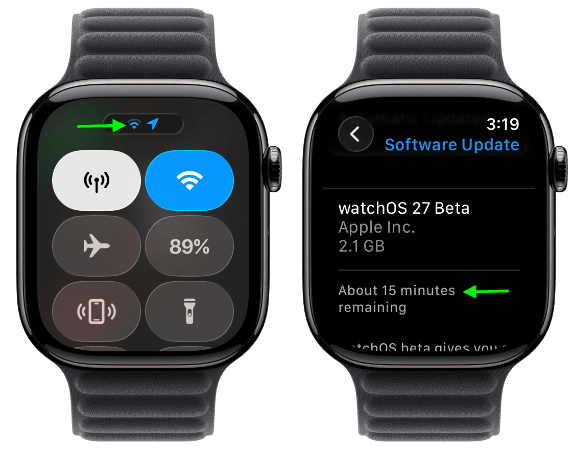 Downloading watchOS 27 very quickly on Apple Watch