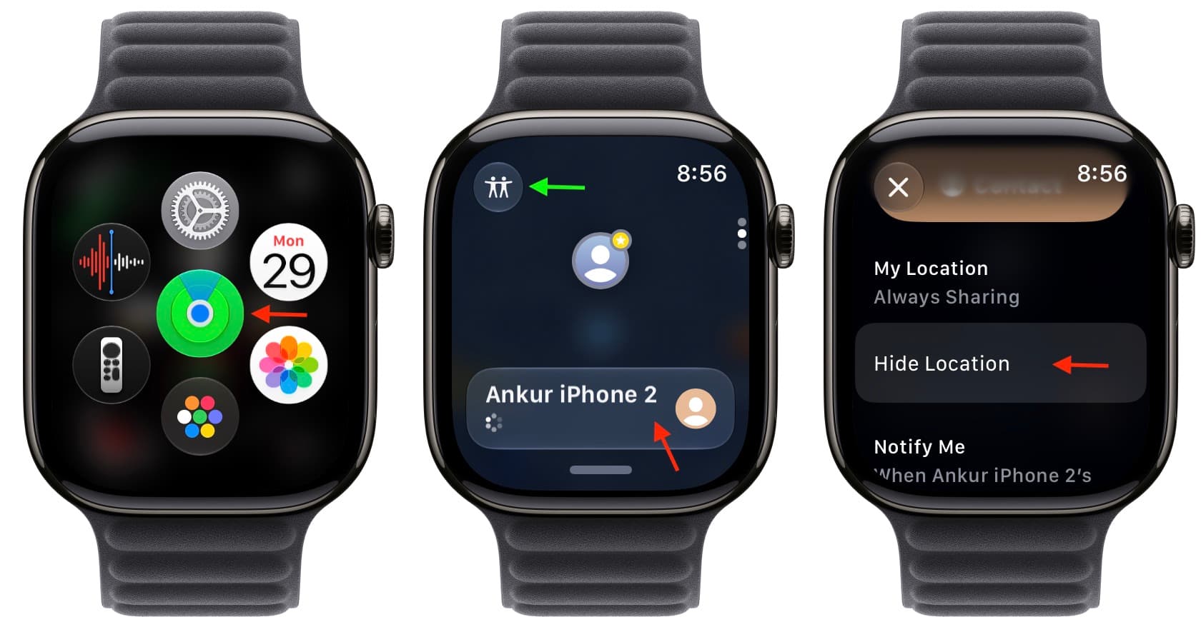 Hide Location in Find My on Apple Watch