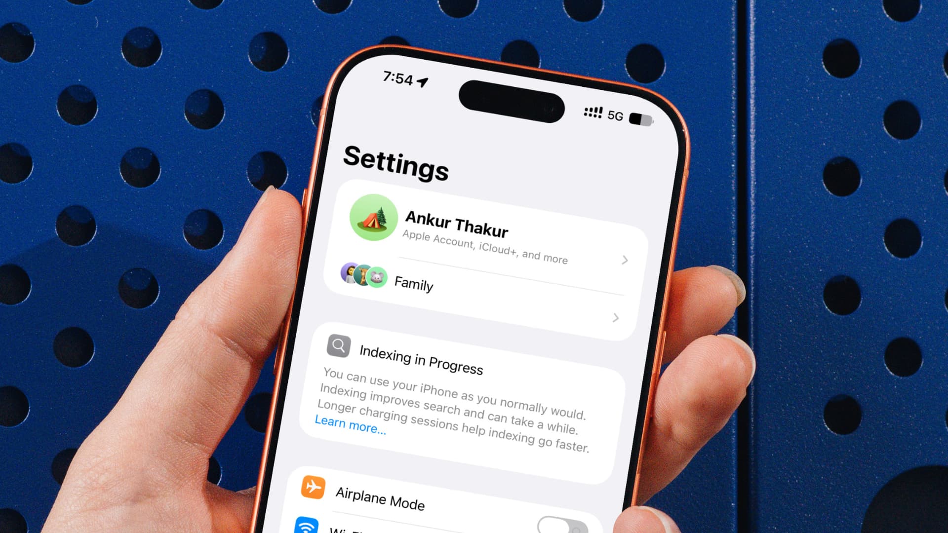Indexing in Progress on iPhone