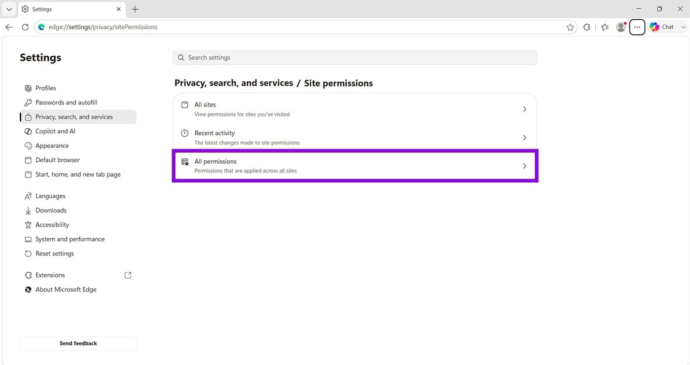 Location is turned off in system settings in Edge Version 149 3