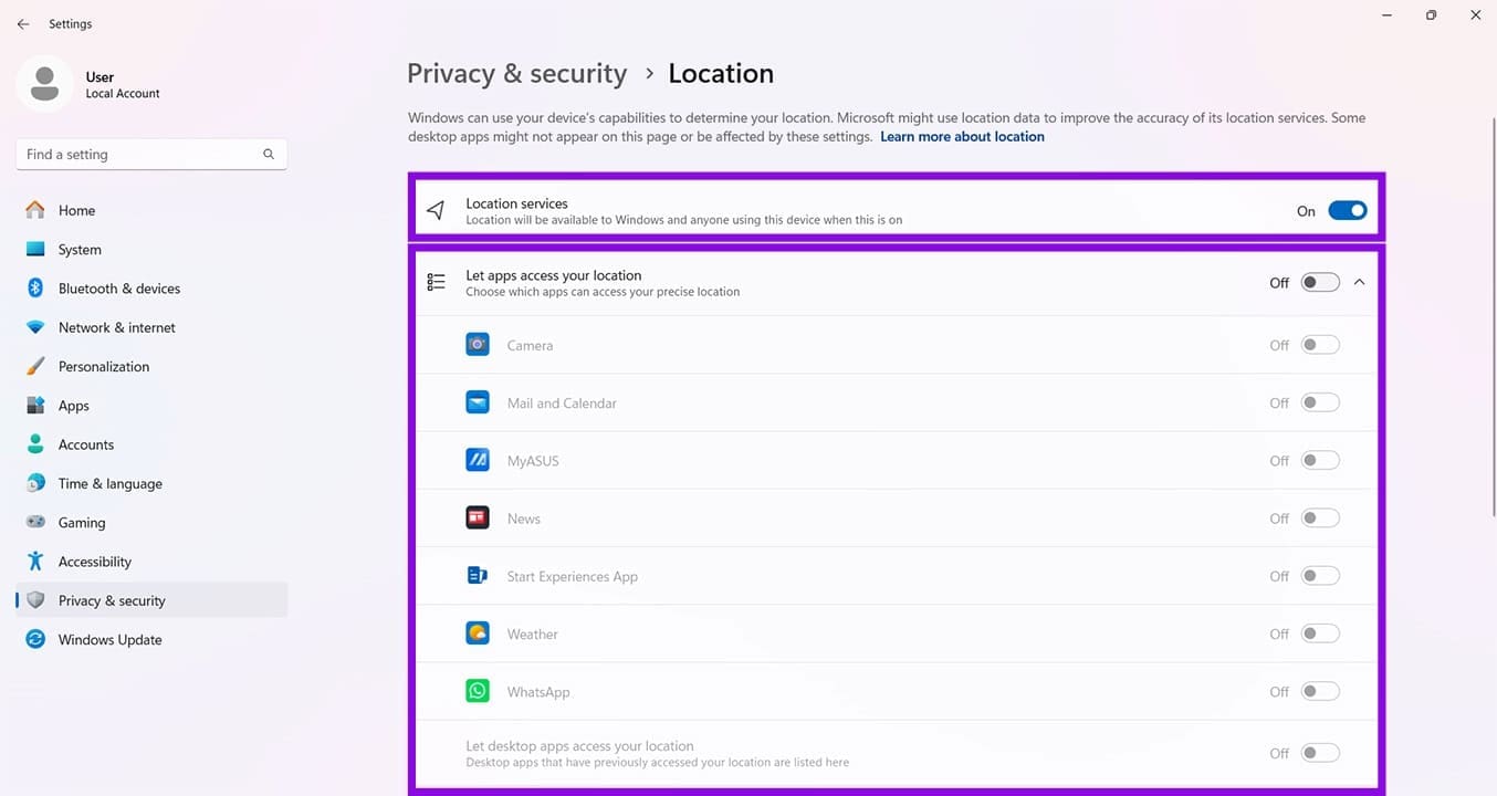 Location is turned off in system settings in Edge Version 149 8