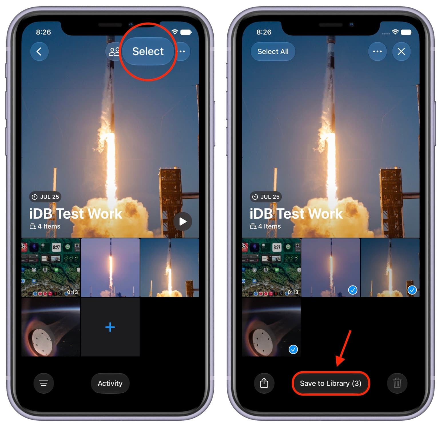 Saving selected photos from shared iCloud album