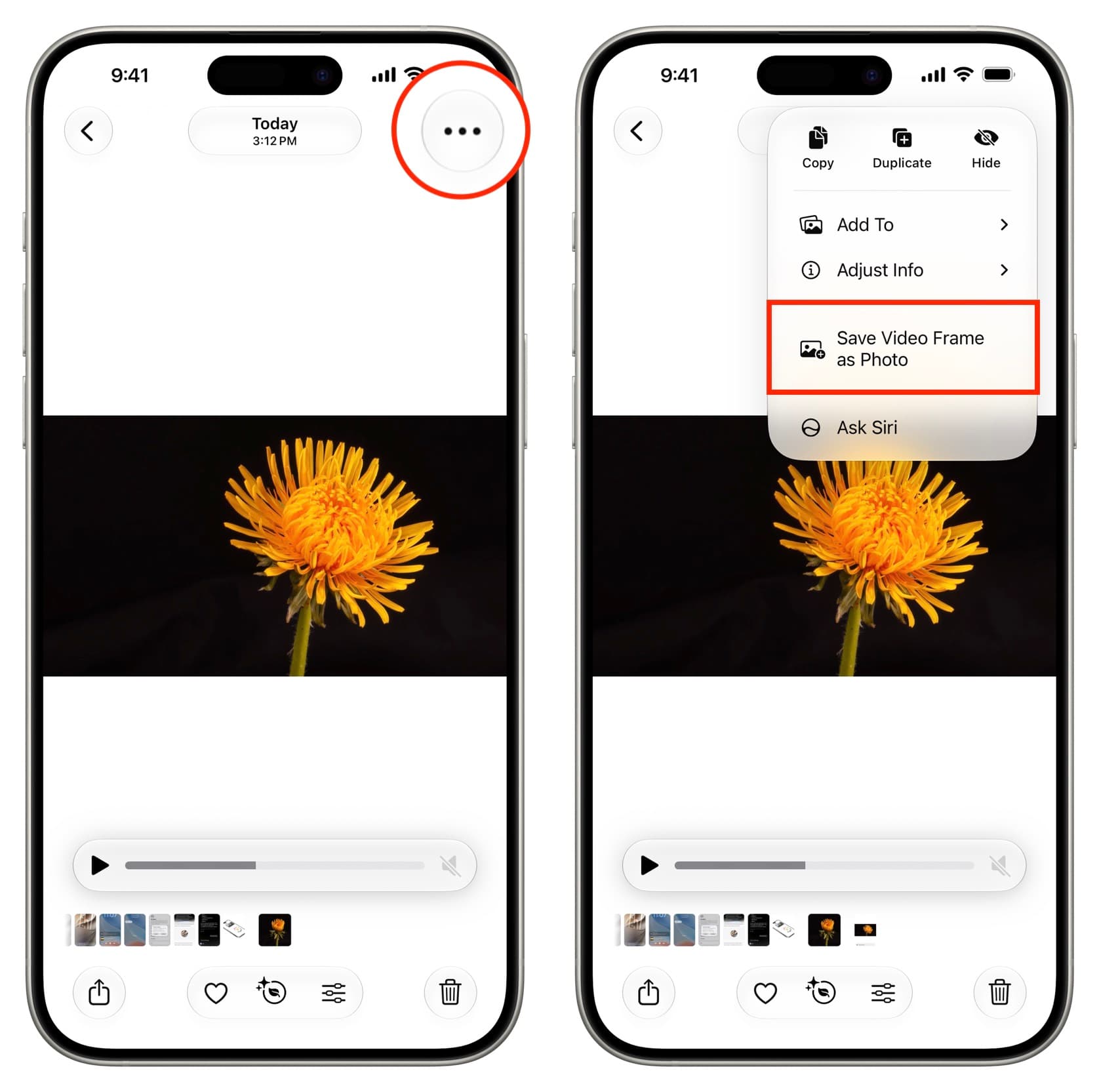 Saving video frame as photo on iPhone