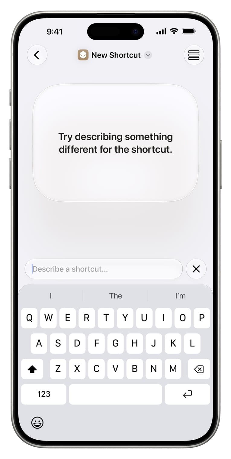 Try describing something different for the shortcut