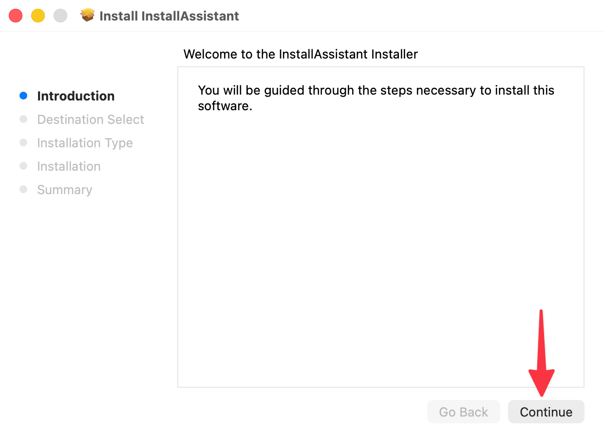 Welcome to the InstallAssistant Installer on Mac