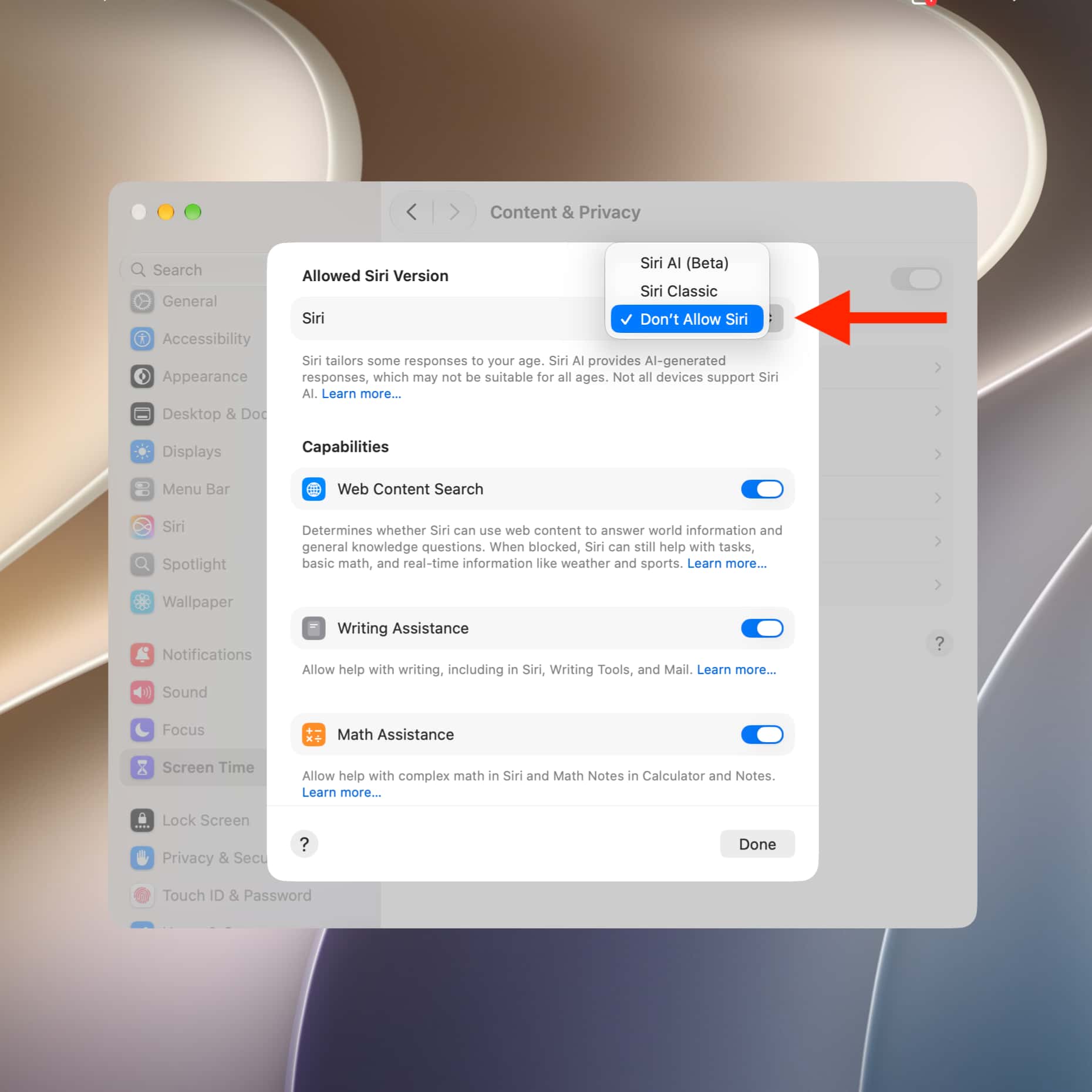 Block Siri AI entirely on Mac
